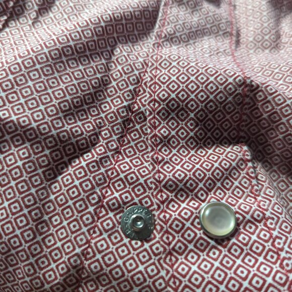 Wrangler Wrancher Pearl Snaps Western Geometric Print Large Men's Shirt Vintage - Picture 6 of 6